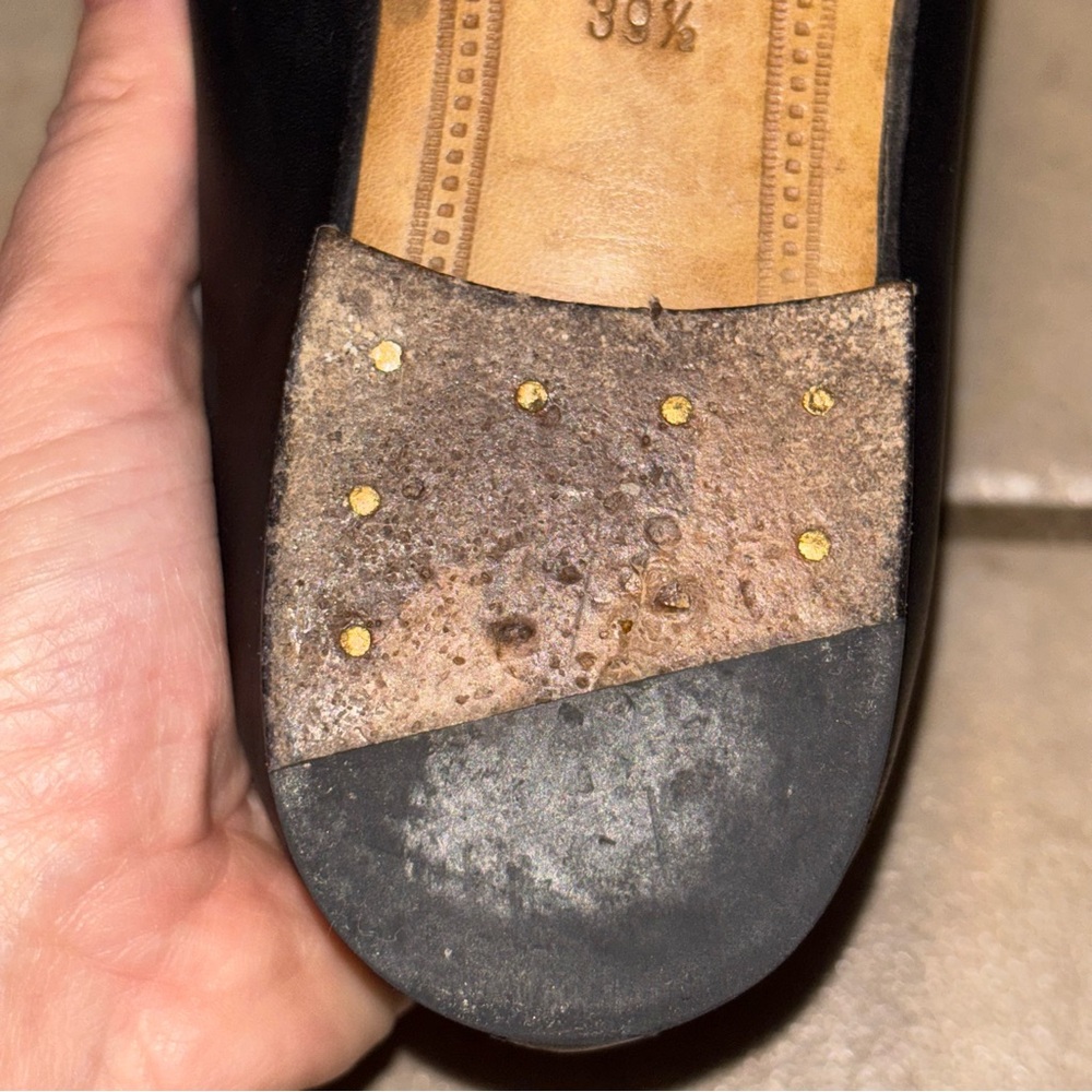 GUCCI ‼️ONE LEFT SHOE‼️ Black Leather Loafer Gold Horsebit - Picture 12 of 12